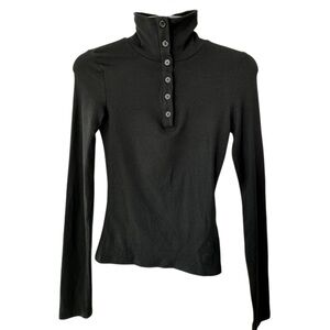 Commense Black Knit Shirt Long Sleeve Buttons SZ XS NEW